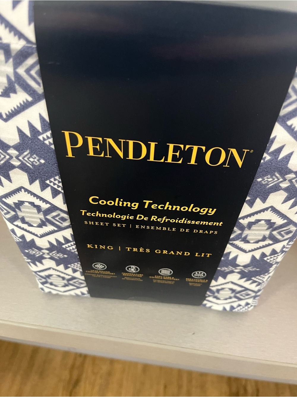 Pendleton Southwestern King Sheet Set blue new Flat, Fitted, 2 Pillowcases